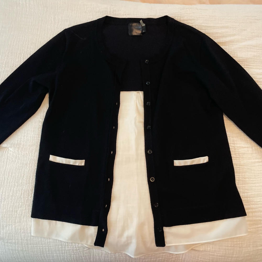 Vecceli Italy Cardigan, Black and White, Women’s Medium